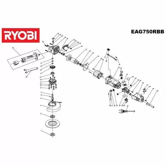 Ryobi EAG950RB Spare Parts List Type: 5133000549